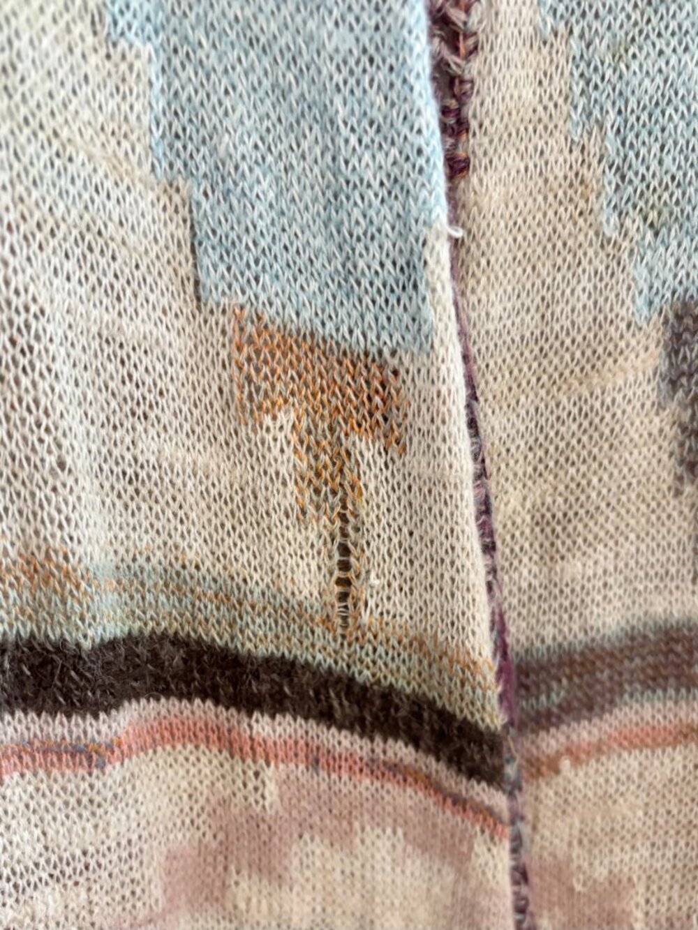 Free People Cream Purple Blue Boho Southwestern Long Duster Hooded Cardigan S - Picture 15 of 16